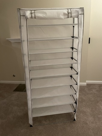 Mainstays 10 Shelf Organizer Shoe Rack with Cover, White