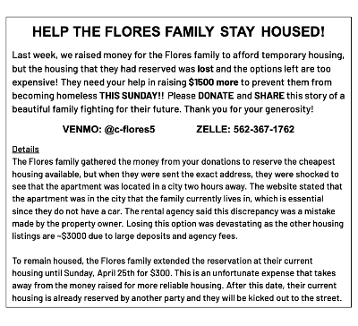 HELP THE FLORES FAMILY STAY HOUSED! 2