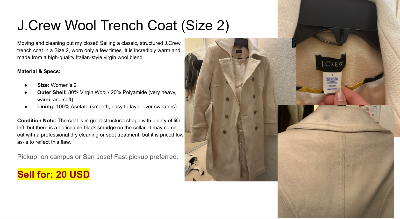 MOVING SALE - J. Crew Trench Coat 1