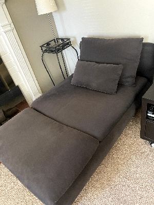 Comfortable Gray Lounge Chair / Sofa with Ottoman – Good Condition 1