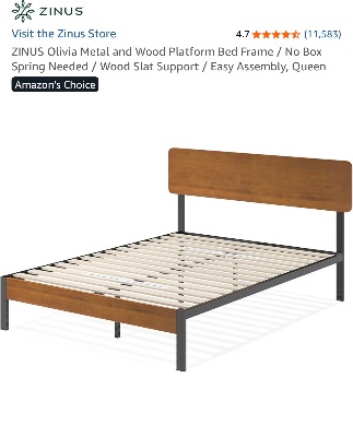 Queen Size Bamboo Bed Frame and Mattress 1