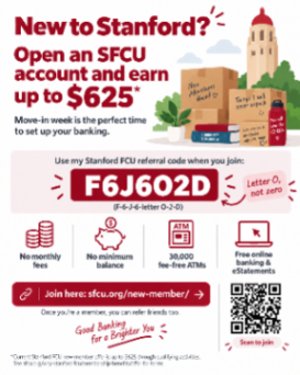 💵💱🏦 New 2 Stanford? Need a bank? Join the Stanford Credit Union w/ referral code F6J6O2D + earn up to $625 in new-member bonuses 💱 💸 1